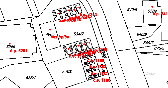 Zlín 1707 na parcele st. 5042/2 v KÚ Zlín, Katastrální mapa
