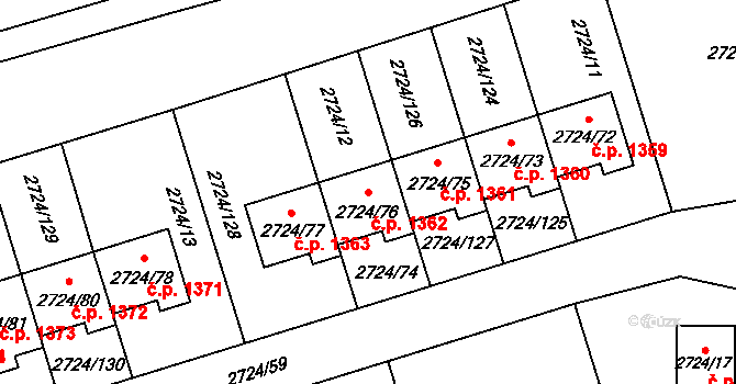 Kylešovice 1362, Opava na parcele st. 2724/76 v KÚ Kylešovice, Katastrální mapa