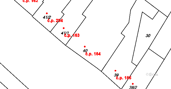 Křižanov 164 na parcele st. 40 v KÚ Křižanov, Katastrální mapa