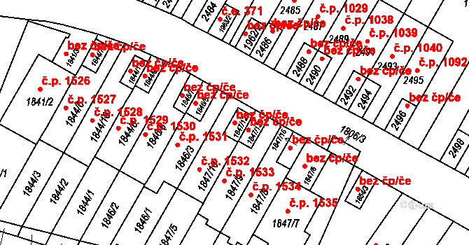 Brno 39481603 na parcele st. 1847/12 v KÚ Husovice, Katastrální mapa