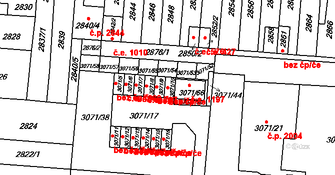 Brno 43461603 na parcele st. 3071/10 v KÚ Líšeň, Katastrální mapa