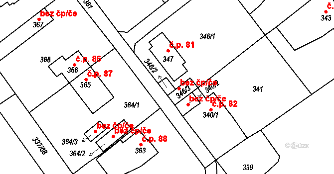 Velké Březno 44763603 na parcele st. 346/2 v KÚ Valtířov nad Labem, Katastrální mapa