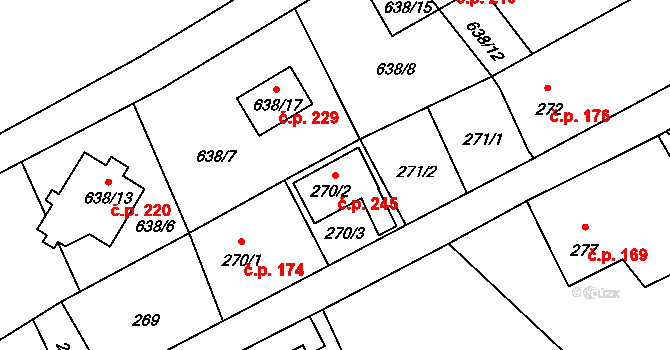 Dolní Libchava 245, Česká Lípa na parcele st. 270/2 v KÚ Dolní Libchava, Katastrální mapa
