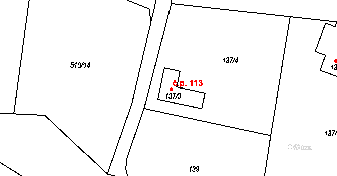 Lukov 113 na parcele st. 137/3 v KÚ Lukov nad Dyjí, Katastrální mapa