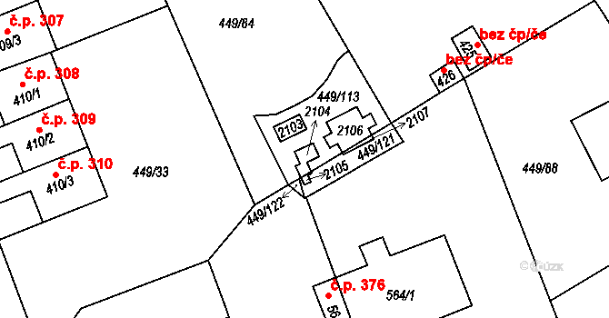 Merklín 49693603 na parcele st. 2104 v KÚ Merklín u Přeštic, Katastrální mapa