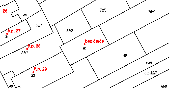 Branov 50334603 na parcele st. 81 v KÚ Branov, Katastrální mapa