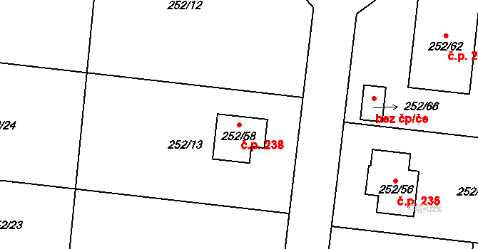 Chlum 238, Křemže na parcele st. 252/58 v KÚ Chlum u Křemže, Katastrální mapa