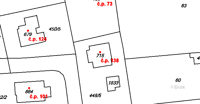 Svinaře 138 na parcele st. 715 v KÚ Svinaře, Katastrální mapa