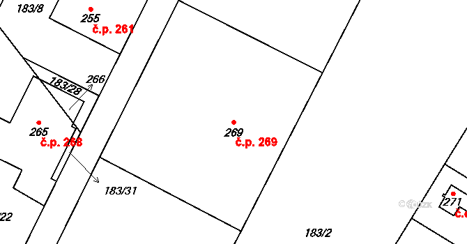 Kramolna 269 na parcele st. 269 v KÚ Kramolna, Katastrální mapa