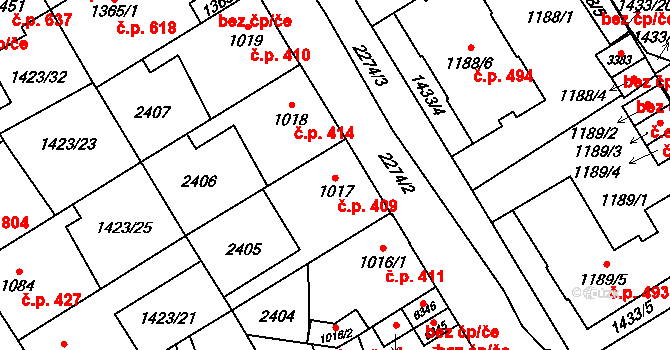 Beroun-Město 409, Beroun na parcele st. 1017 v KÚ Beroun, Katastrální mapa