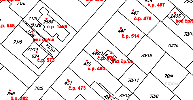 Neratovice 470 na parcele st. 449/1 v KÚ Neratovice, Katastrální mapa