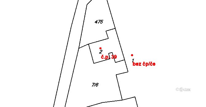 Pocinovice 39, Semněvice na parcele st. 2 v KÚ Pocinovice u Semněvic, Katastrální mapa