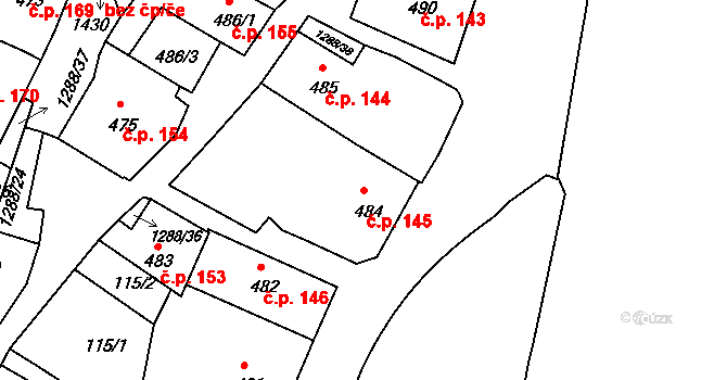 Plešivec 145, Český Krumlov na parcele st. 484 v KÚ Český Krumlov, Katastrální mapa