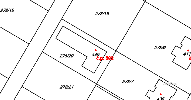 Cetkovice 282 na parcele st. 449 v KÚ Cetkovice, Katastrální mapa