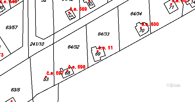 Dobkov 11, Chotěboř na parcele st. 69 v KÚ Dobkov, Katastrální mapa