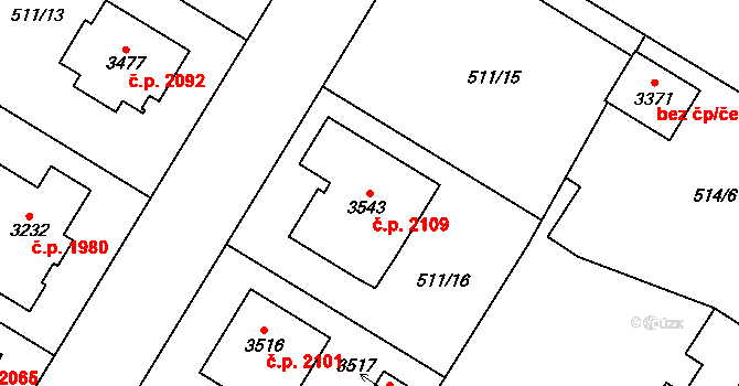 Lysá nad Labem 2109 na parcele st. 3543 v KÚ Lysá nad Labem, Katastrální mapa