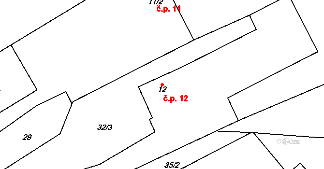 Heřmanice 12 na parcele st. 12 v KÚ Heřmanice u Vilémova, Katastrální mapa