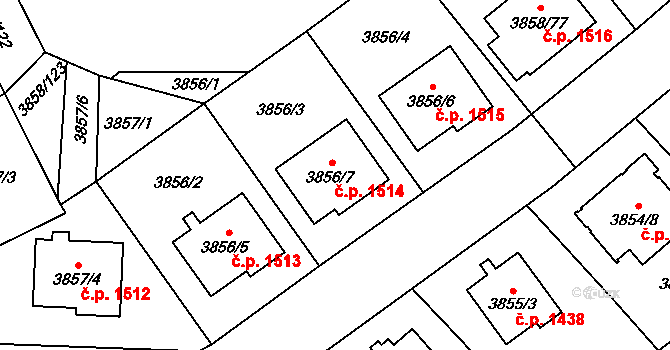 Chotěboř 1514 na parcele st. 3856/7 v KÚ Chotěboř, Katastrální mapa