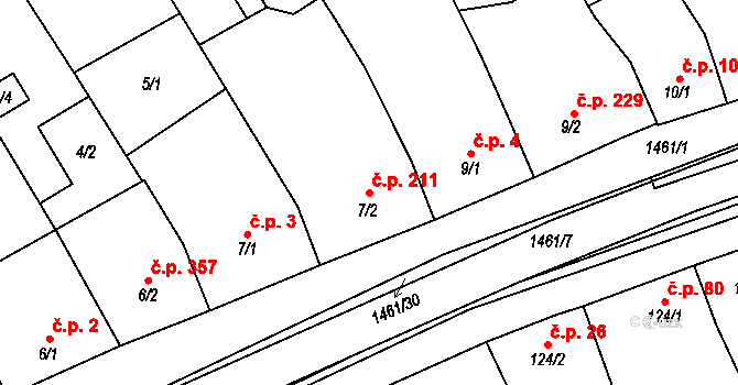 Kvasice 211 na parcele st. 7/2 v KÚ Kvasice, Katastrální mapa