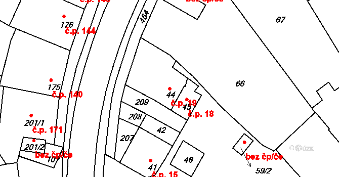 Vrbátky 19 na parcele st. 44 v KÚ Vrbátky, Katastrální mapa
