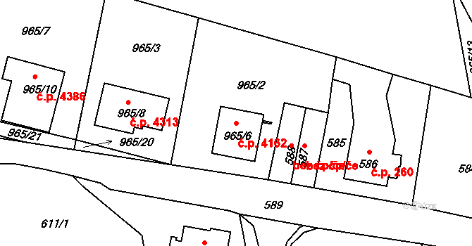 Vrkoslavice 4162, Jablonec nad Nisou na parcele st. 965/6 v KÚ Vrkoslavice, Katastrální mapa