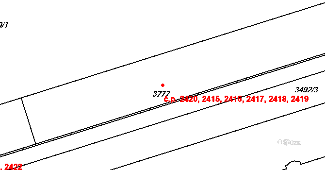 Kročehlavy 2415,2416,2417,2418,, Kladno na parcele st. 3777 v KÚ Kročehlavy, Katastrální mapa