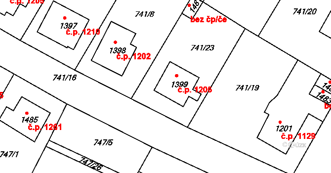 Český Brod 1206 na parcele st. 1399 v KÚ Český Brod, Katastrální mapa