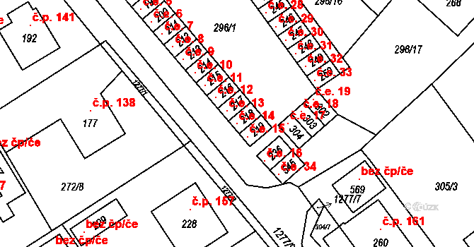 Jarošov nad Nežárkou 14 na parcele st. 218 v KÚ Jarošov nad Nežárkou, Katastrální mapa