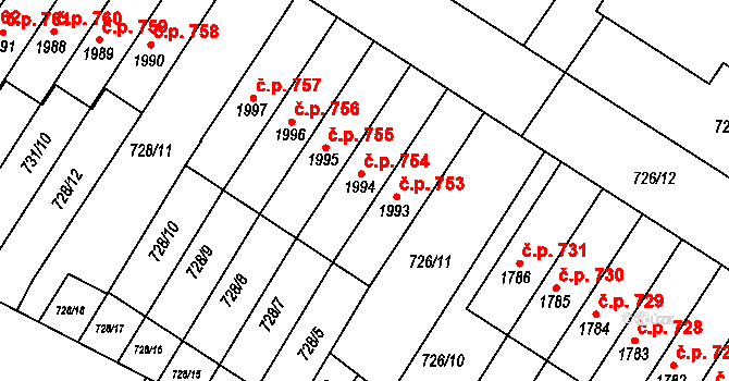 Chlumec nad Cidlinou IV 754, Chlumec nad Cidlinou na parcele st. 1994 v KÚ Chlumec nad Cidlinou, Katastrální mapa
