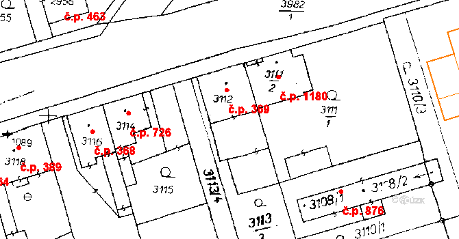 Poděbrady III 369, Poděbrady na parcele st. 3112 v KÚ Poděbrady, Katastrální mapa