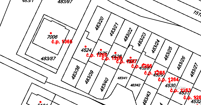 Horka-Domky 1268, Třebíč na parcele st. 4525 v KÚ Třebíč, Katastrální mapa
