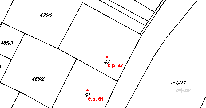Nuzice 47, Týn nad Vltavou na parcele st. 47 v KÚ Nuzice, Katastrální mapa