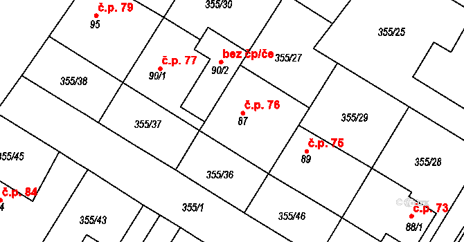 Světí 76 na parcele st. 87 v KÚ Světí, Katastrální mapa