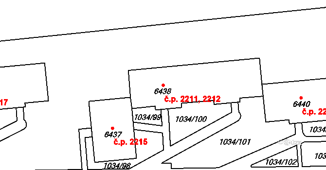 Cheb 2211,2212 na parcele st. 6438 v KÚ Cheb, Katastrální mapa