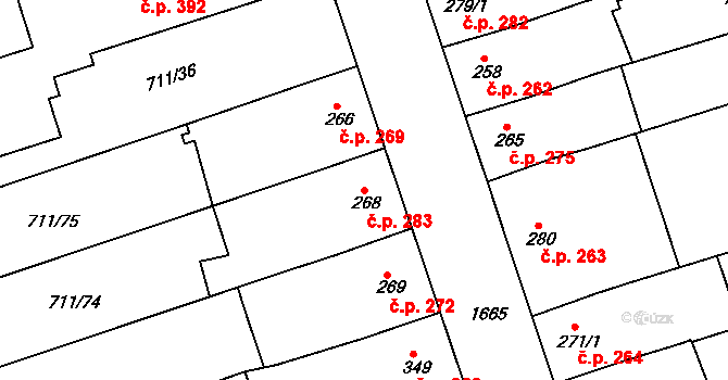 Švihov 283 na parcele st. 268 v KÚ Švihov u Klatov, Katastrální mapa