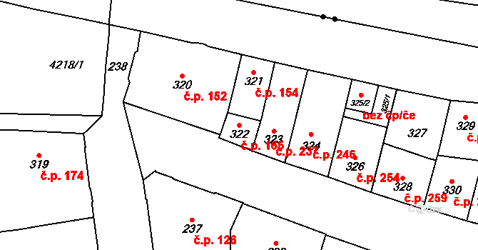 Vršovice 165, Praha na parcele st. 322 v KÚ Vršovice, Katastrální mapa