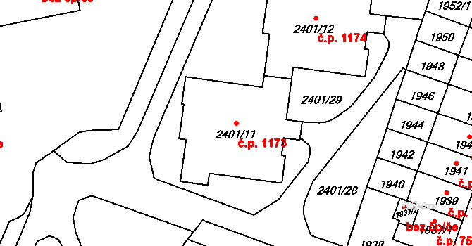 Doubravka 1173, Plzeň na parcele st. 2401/11 v KÚ Doubravka, Katastrální mapa