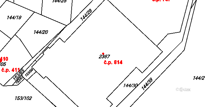 Lobeček 814, Kralupy nad Vltavou na parcele st. 2367 v KÚ Lobeček, Katastrální mapa