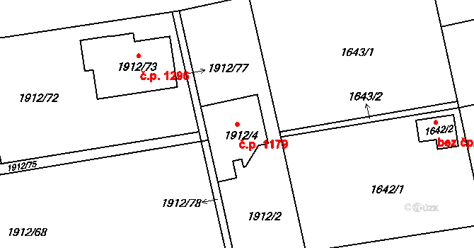 Třeboň II 1179, Třeboň na parcele st. 1912/4 v KÚ Třeboň, Katastrální mapa