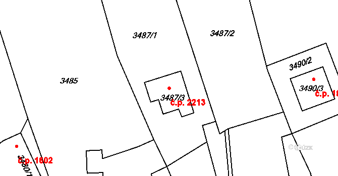 Zábřeh 2213 na parcele st. 3487/3 v KÚ Zábřeh na Moravě, Katastrální mapa