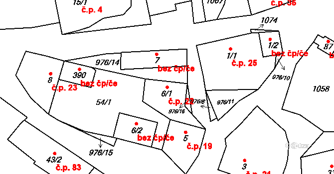 Přestavlky u Čerčan 22 na parcele st. 6/1 v KÚ Přestavlky u Čerčan, Katastrální mapa