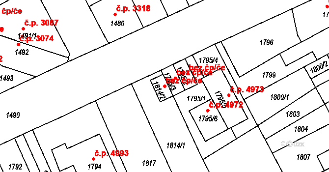 Chomutov 39078604 na parcele st. 1814/2 v KÚ Chomutov II, Katastrální mapa