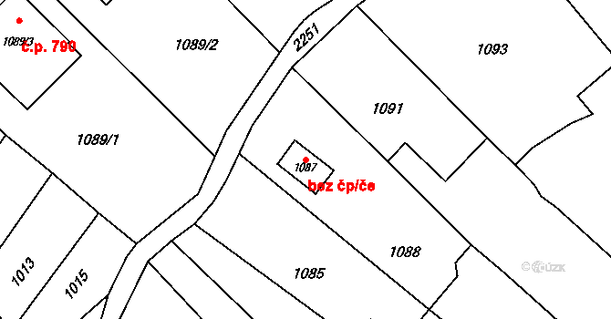 Velká Bystřice 40883604 na parcele st. 1087 v KÚ Velká Bystřice, Katastrální mapa