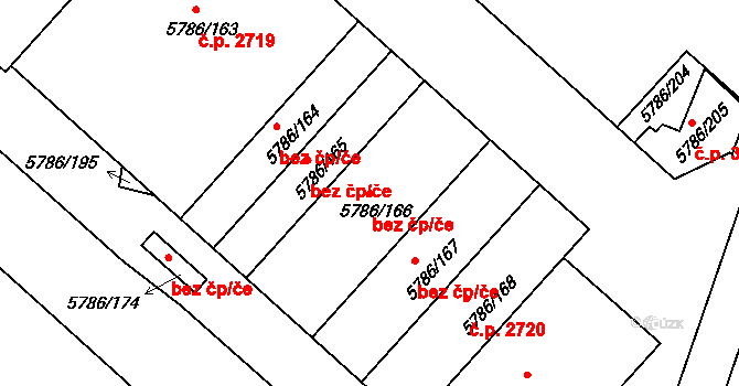 Česká Lípa 42248604 na parcele st. 5786/166 v KÚ Česká Lípa, Katastrální mapa