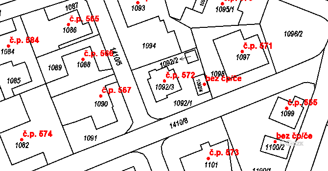 Praha 46785604 na parcele st. 1092/3 v KÚ Řepy, Katastrální mapa