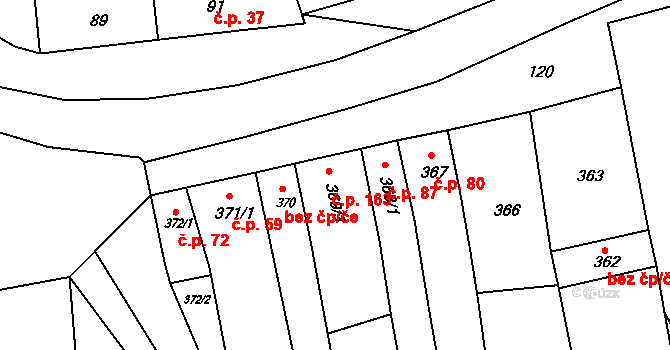 Marefy 89, Bučovice na parcele st. 369/1 v KÚ Marefy, Katastrální mapa
