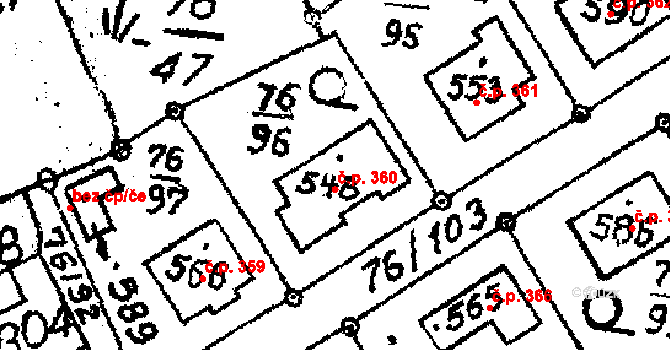 Havlíčkova Borová 360 na parcele st. 548 v KÚ Havlíčkova Borová, Katastrální mapa
