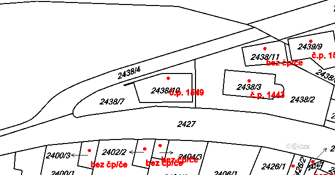Vršovice 1549, Praha na parcele st. 2438/10 v KÚ Vršovice, Katastrální mapa