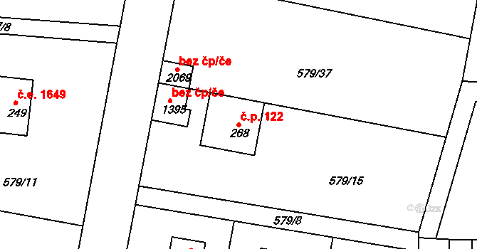 Pikovice 122, Hradištko na parcele st. 268 v KÚ Hradištko pod Medníkem, Katastrální mapa