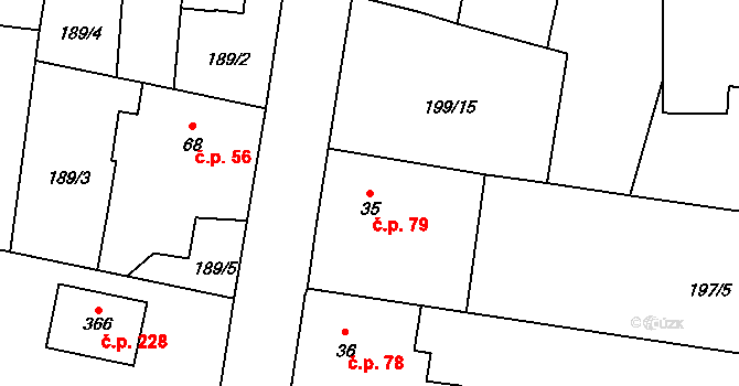Nemošice 79, Pardubice na parcele st. 35 v KÚ Nemošice, Katastrální mapa